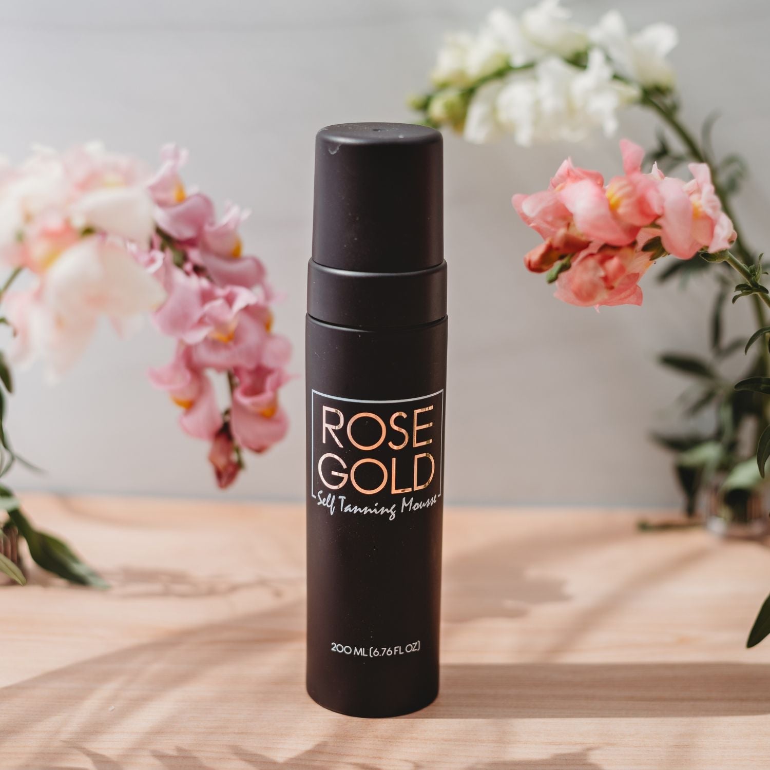 Rose Gold Sunless Rapid Rinse Self Tanning Mousse — Dark Neutral Bronze Whipped Foam