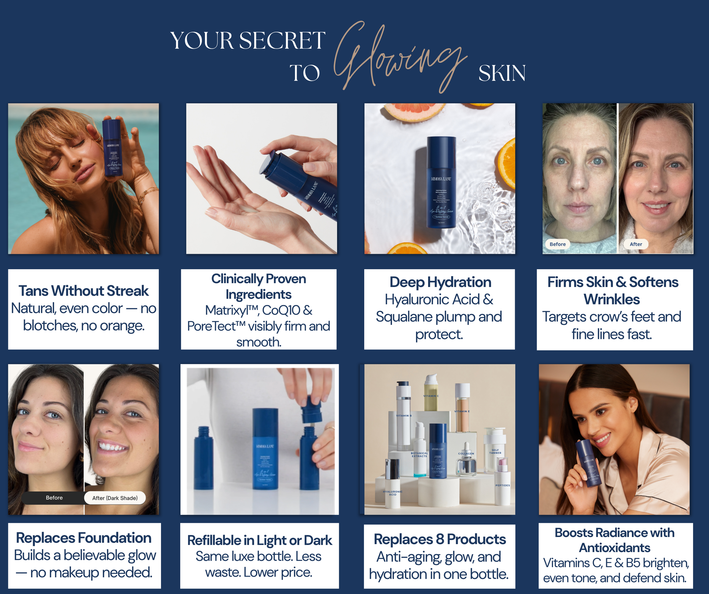 Mimosa Lane 8-in-1 Age Defying Serum + Sunless Tanner (Award Winner)