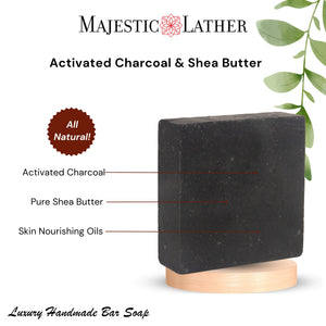 Majestic Lather Charcoal & Shea Butter Bar Soap Infographic