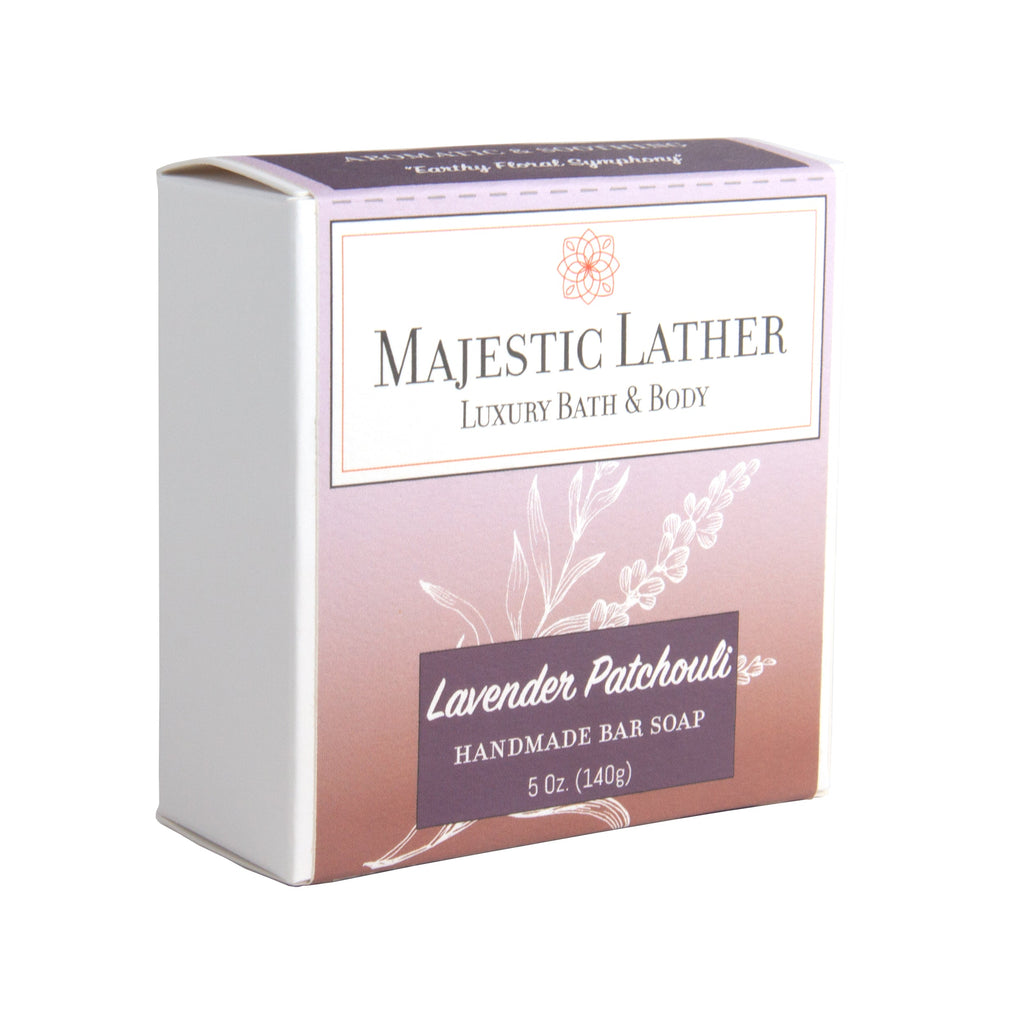 Majestic Lather Lavender Patchouli Handmade Bar Soap Box